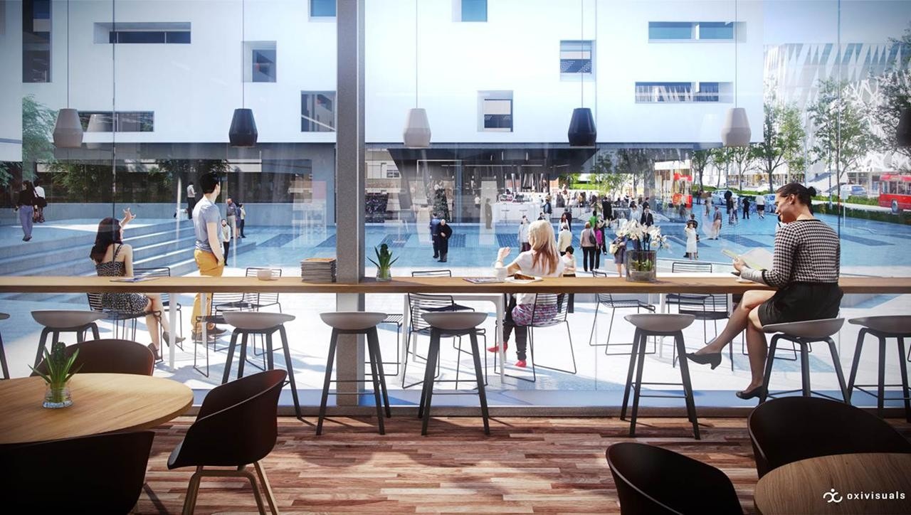 Kafébar ut mot torget Galleribilde