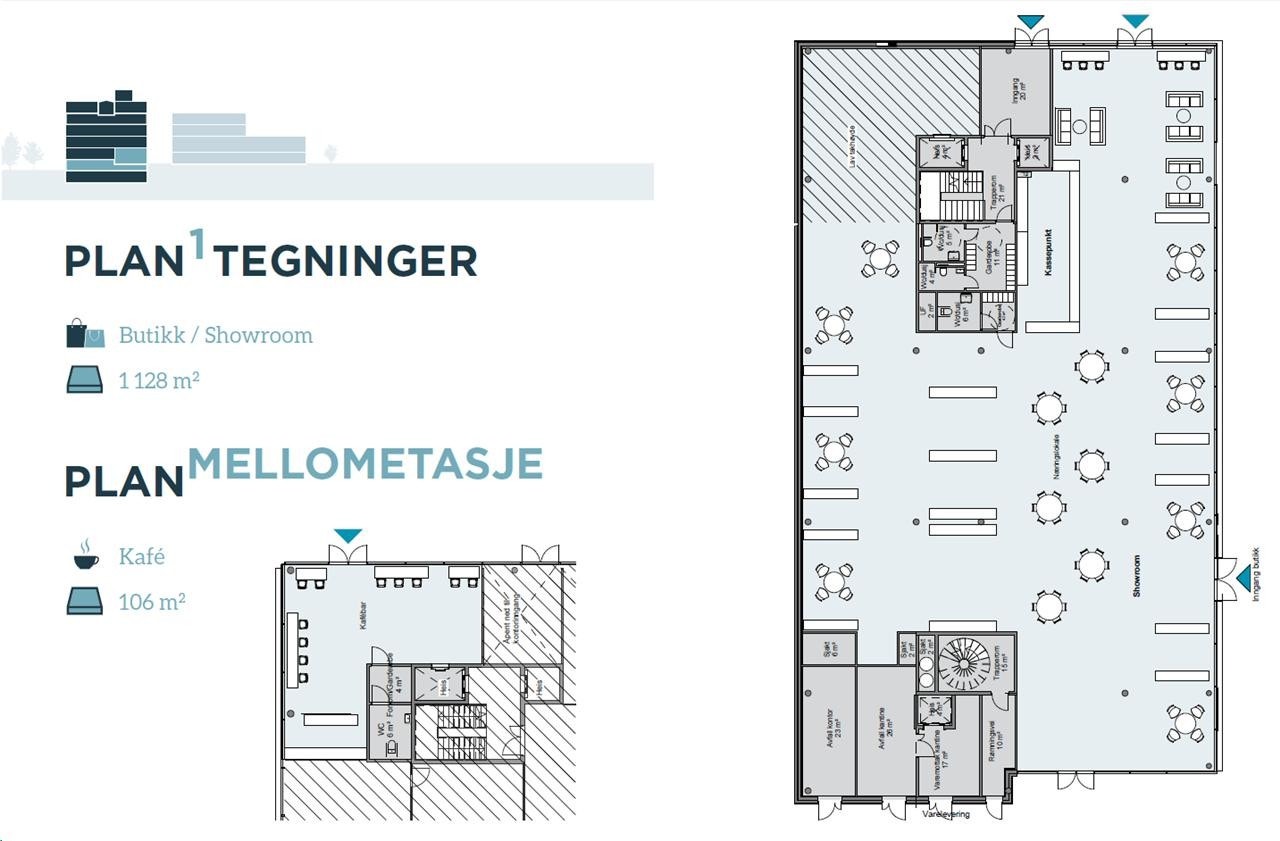 Plan 1 - Butikk/Showroom og Kafébar Galleribilde