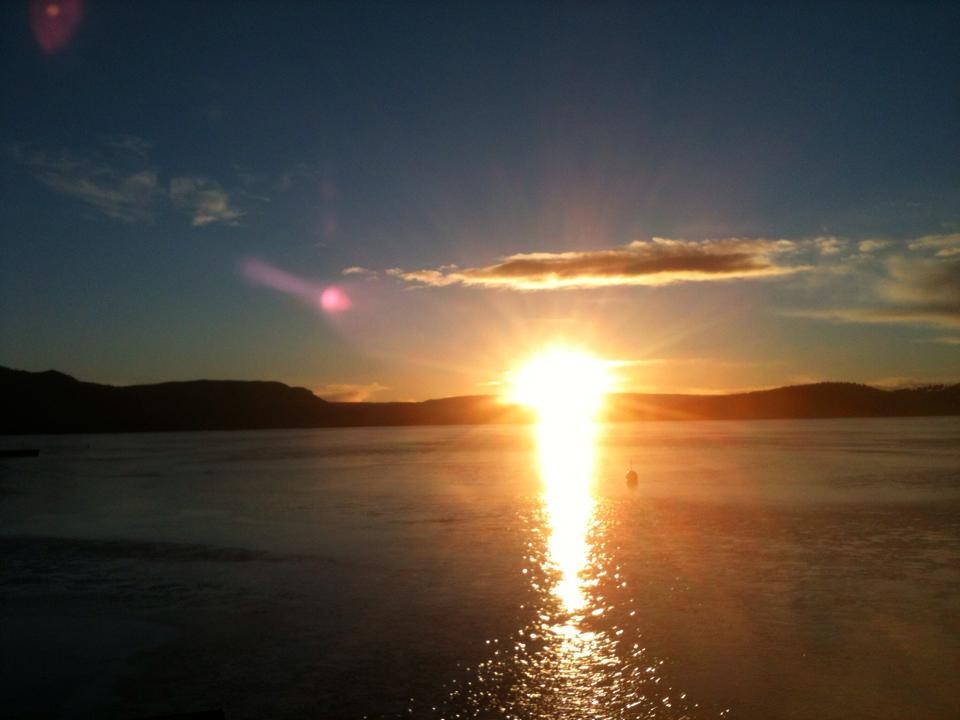 Solnedgang ved Steinsfjorden. Galleribilde