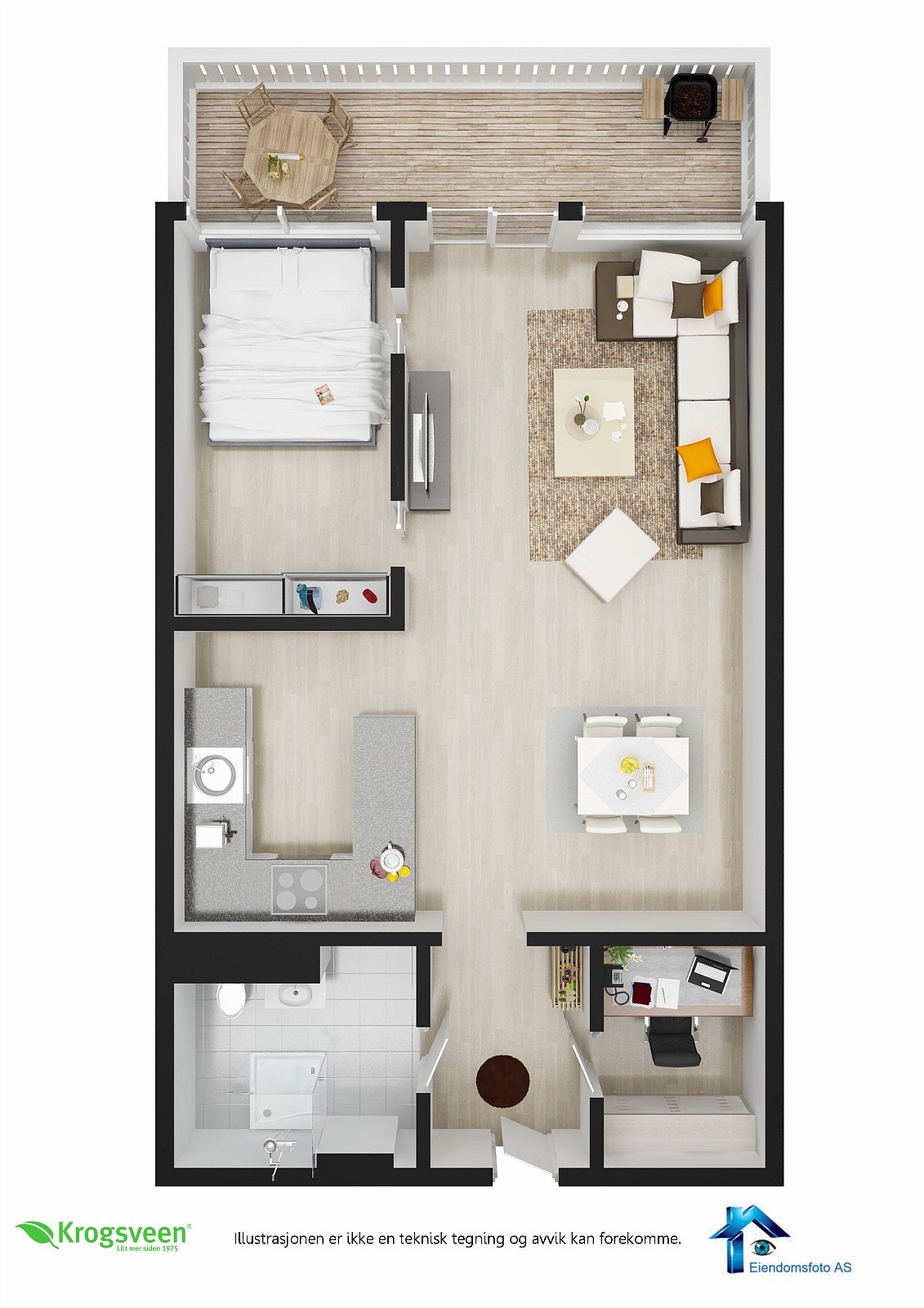 3D-plantegning til illustrasjon Galleribilde