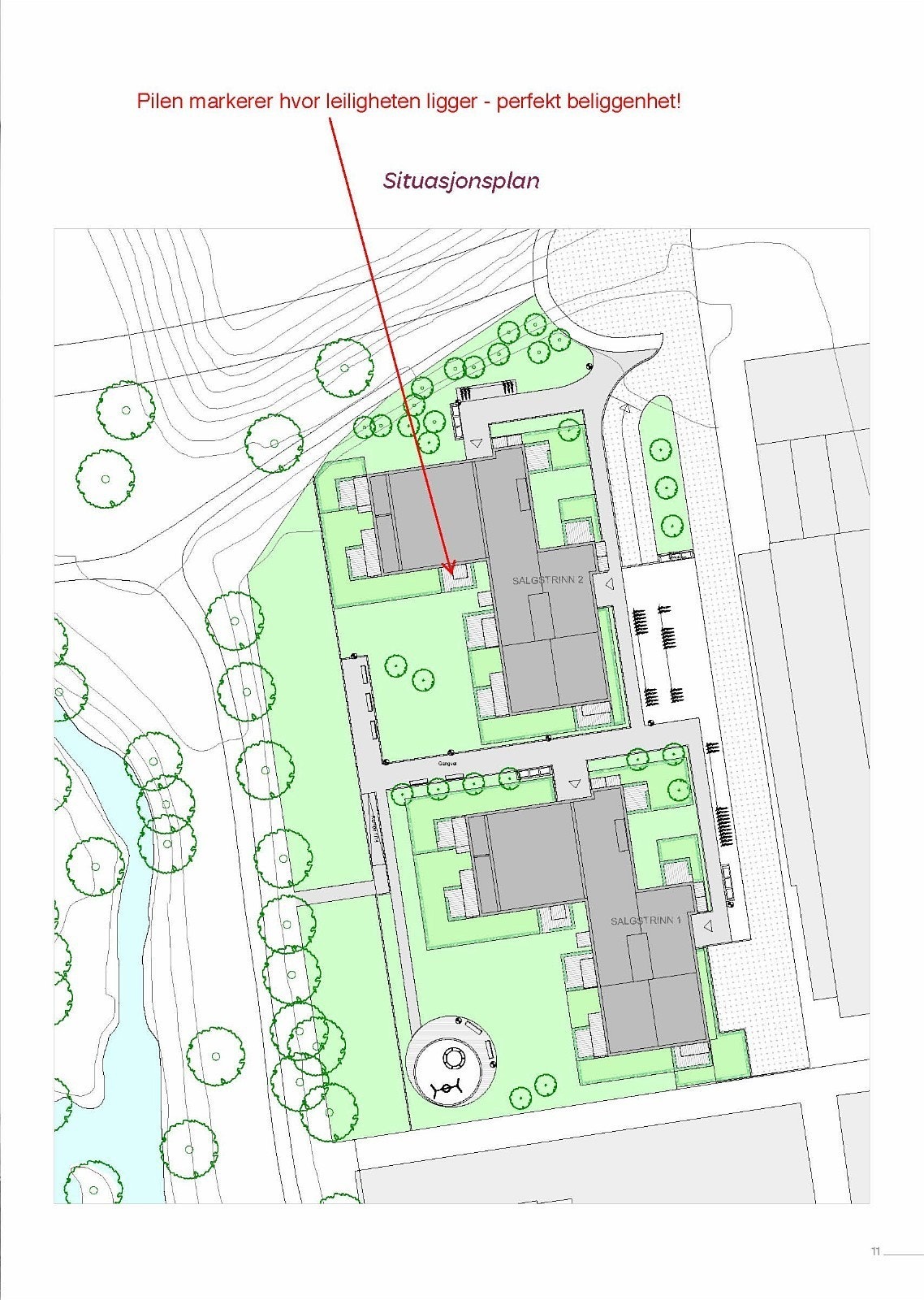 Situasjonsplan - leiligheten markert Galleribilde