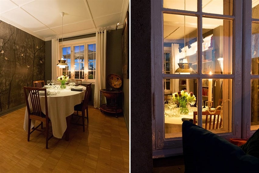 Utsikt utover hele byen rett fra spisebordet. Gjestene vil nok målbindes. Kan kanskje bli vanskelig å bli kvitt de. Galleribilde