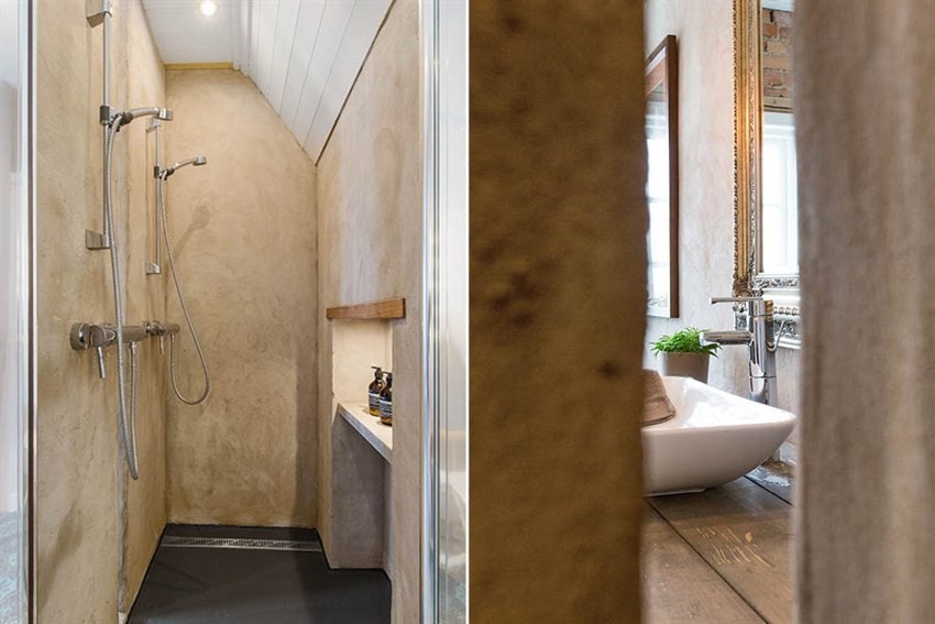 Dobbeldusj med opplyst nisje og "titteskår" i midten. Galleribilde