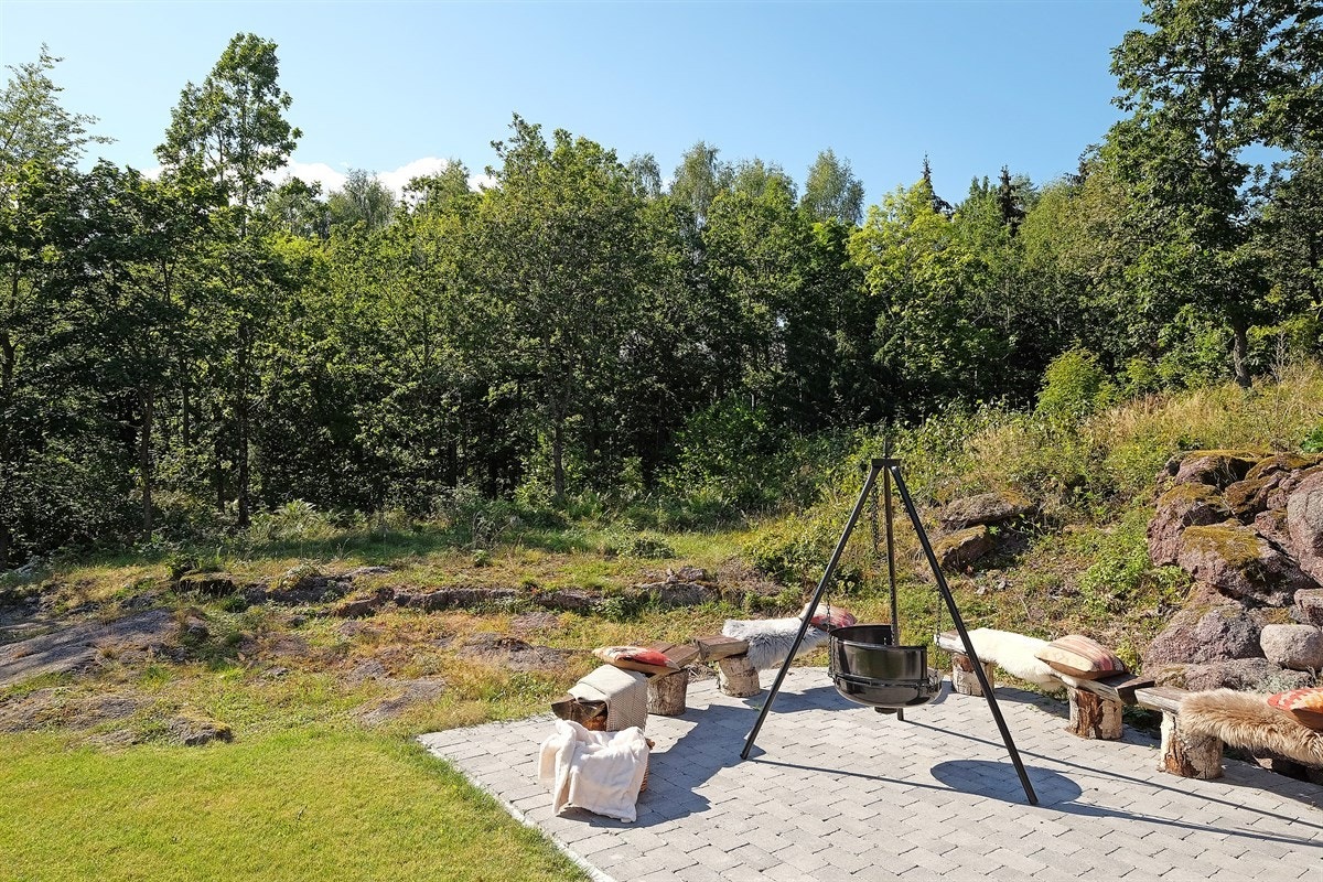 Som vi ser så grenser tomten inn mot skogen og flotte turområder Galleribilde