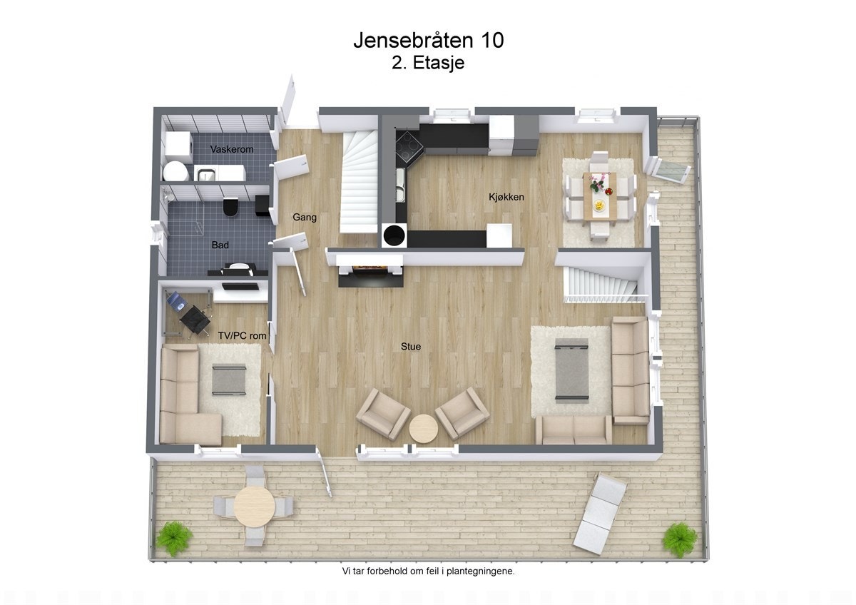 3 D plantegning hovedetasje Galleribilde