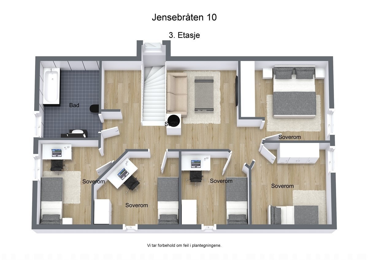 3 D plantegning 2 etasje Galleribilde