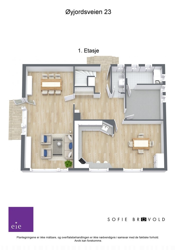 Plantegning 1.etasje 3D. Galleribilde