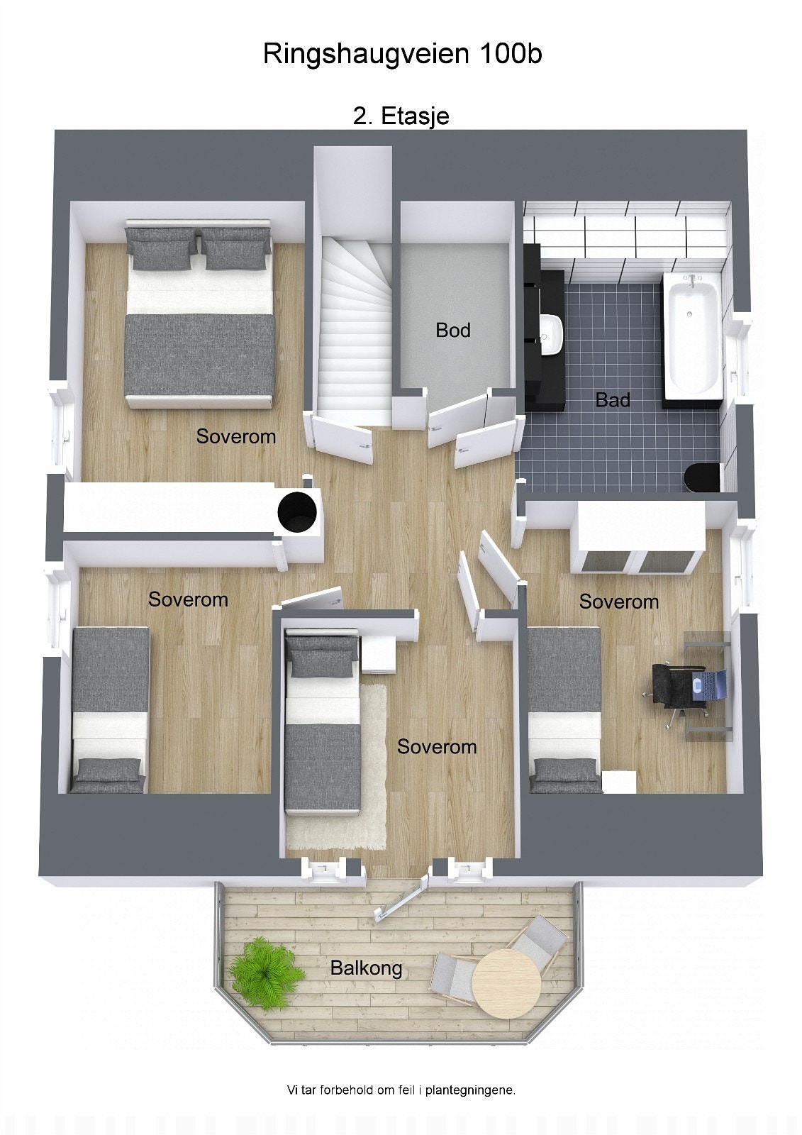 Floorplan letterhead - Ringshaugveien 100b - 2. Etasje - 3D Floor Plan Galleribilde