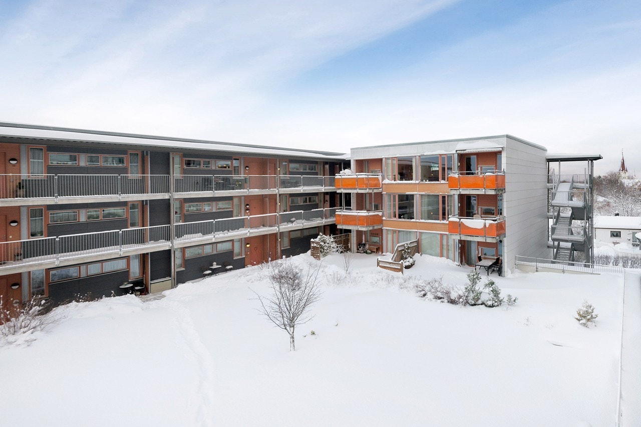 Sameie har tilgang til en felles takterasse som er beplantet med busker og trær. Galleribilde