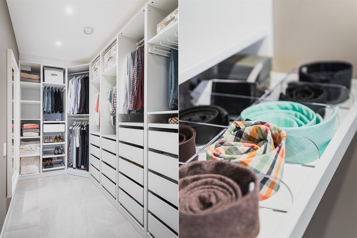 Garderoberommet er meget romslig og er rikt innredet med skap og hylleløsninger. Galleribilde