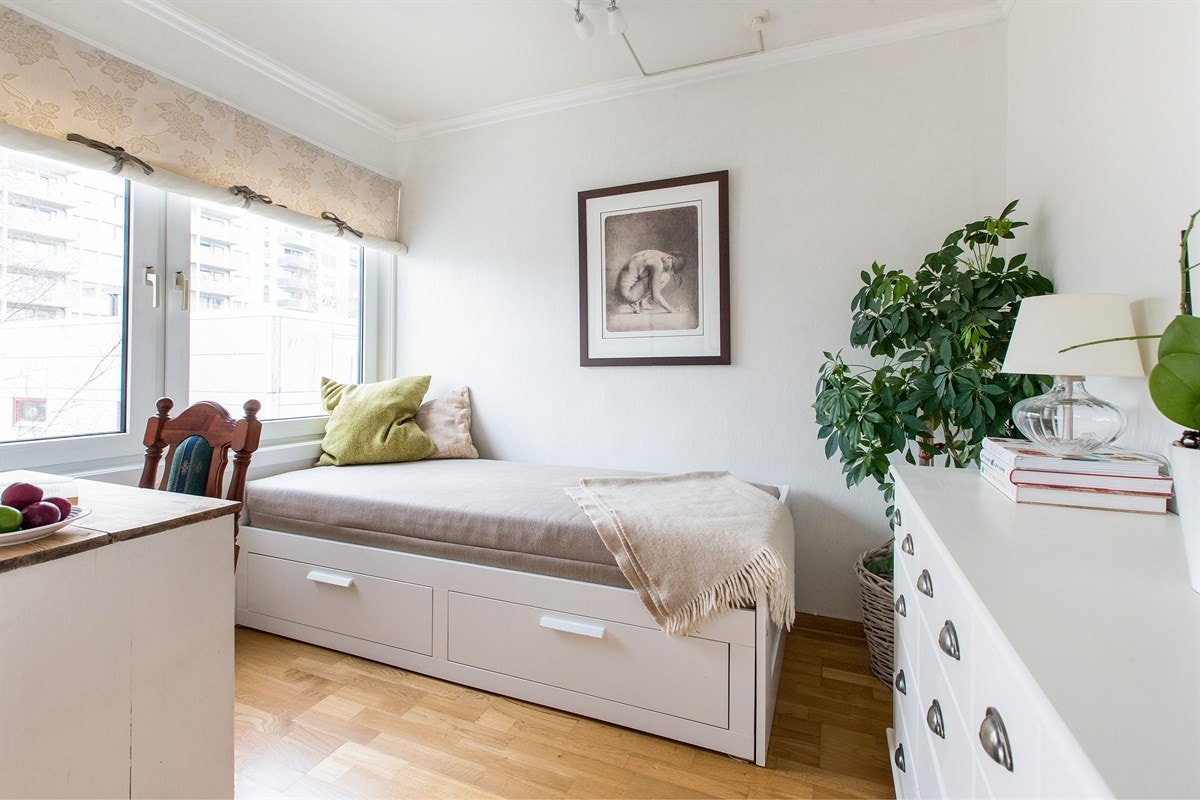 Leiligheten var opprinnelig en 2-roms, men soverommet er i dag fradelt. Galleribilde