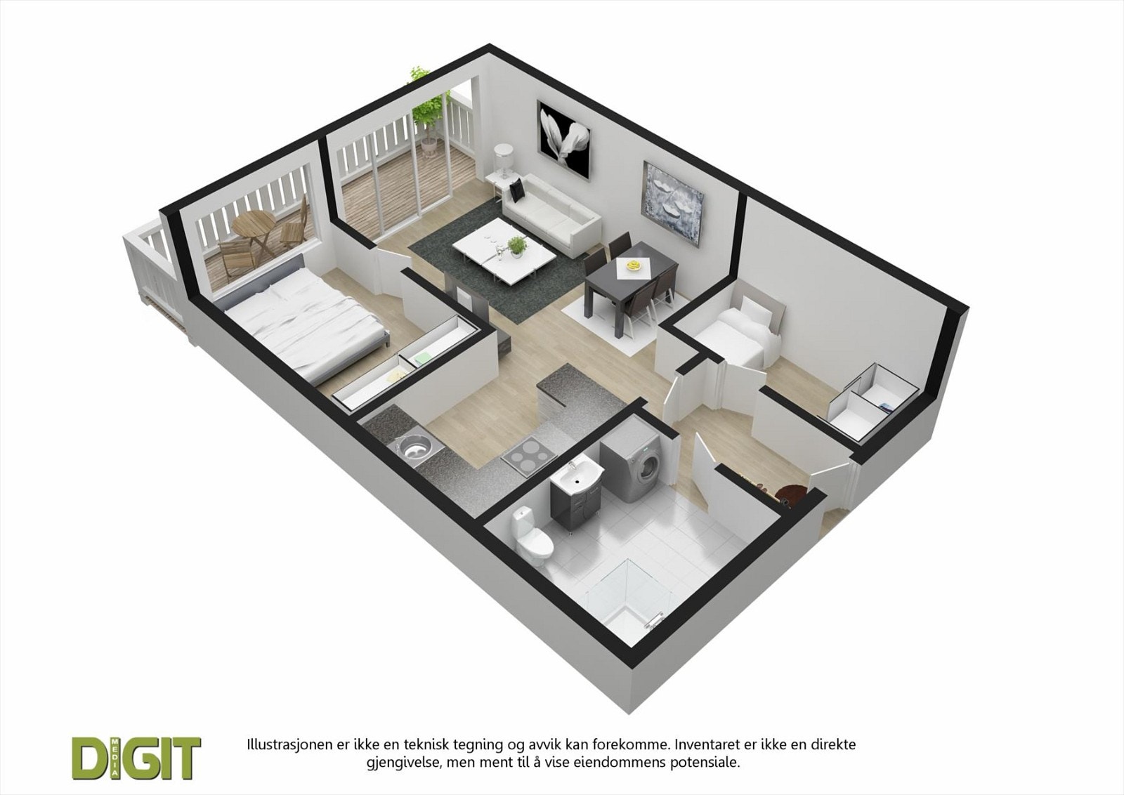 3D skisse Hovseterveien 40A. Galleribilde