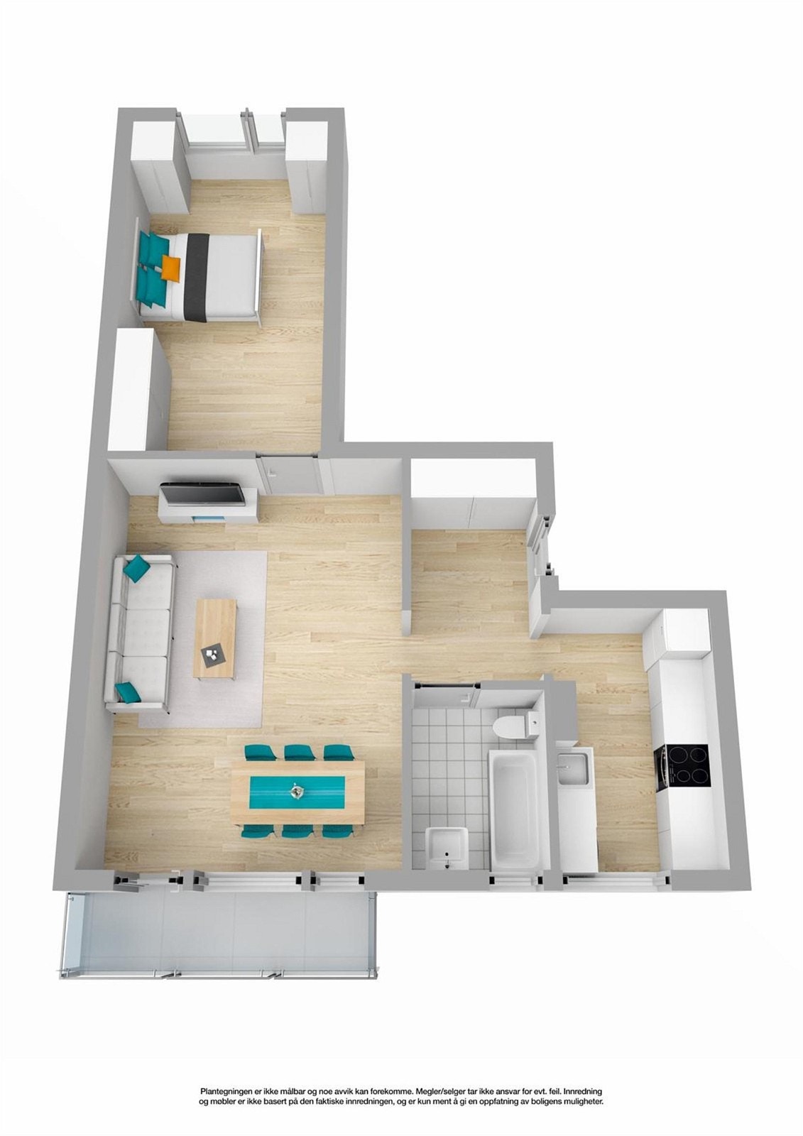 God planløsning med store rom- leiligheten er gjennomgående Galleribilde