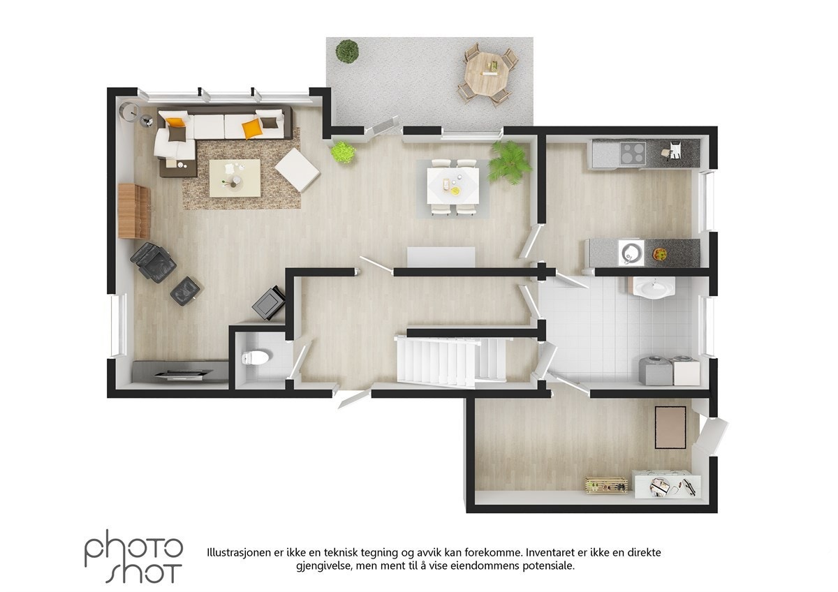 Plantegning 1.etg. - 3D Galleribilde