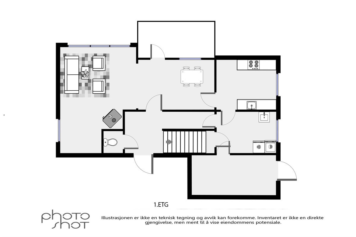 Plantegning 1.etg - 2D Galleribilde