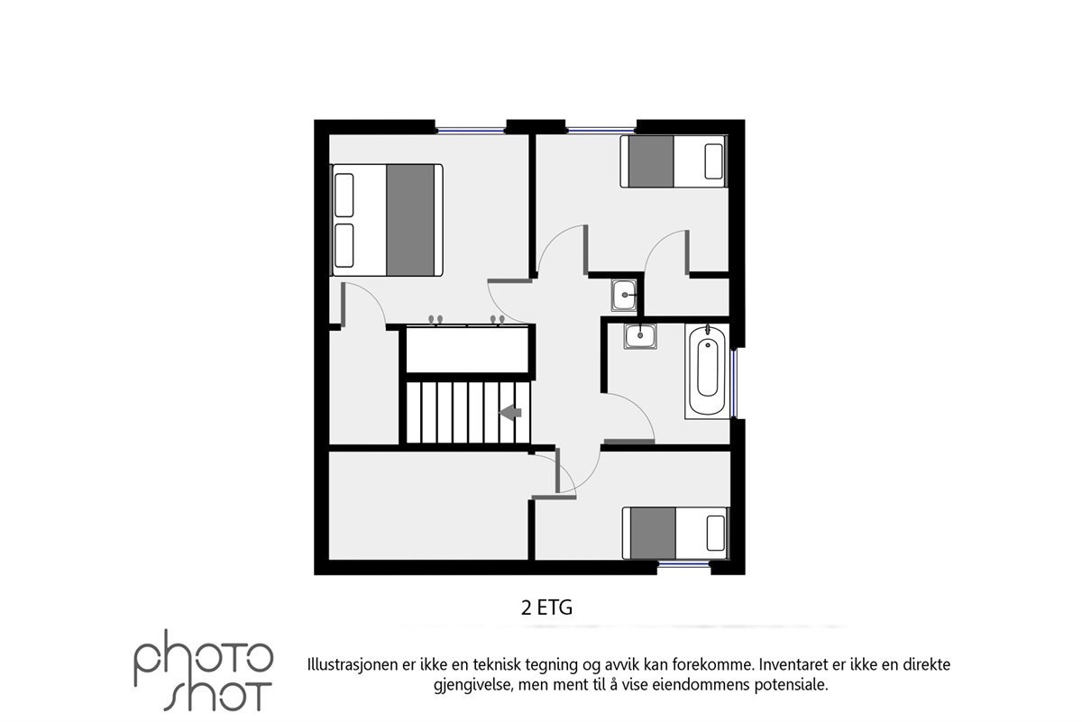 Plantegning 2.etg - 2D Galleribilde