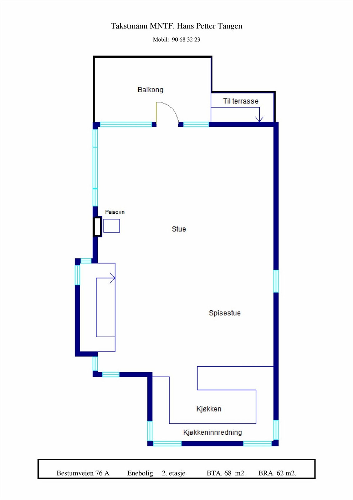 Plantegning Bestumveien 76 A. 2. etasje Galleribilde