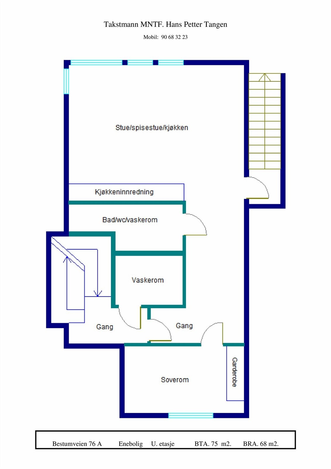 Plantegning Bestumveien 76 A. U. etasje Galleribilde
