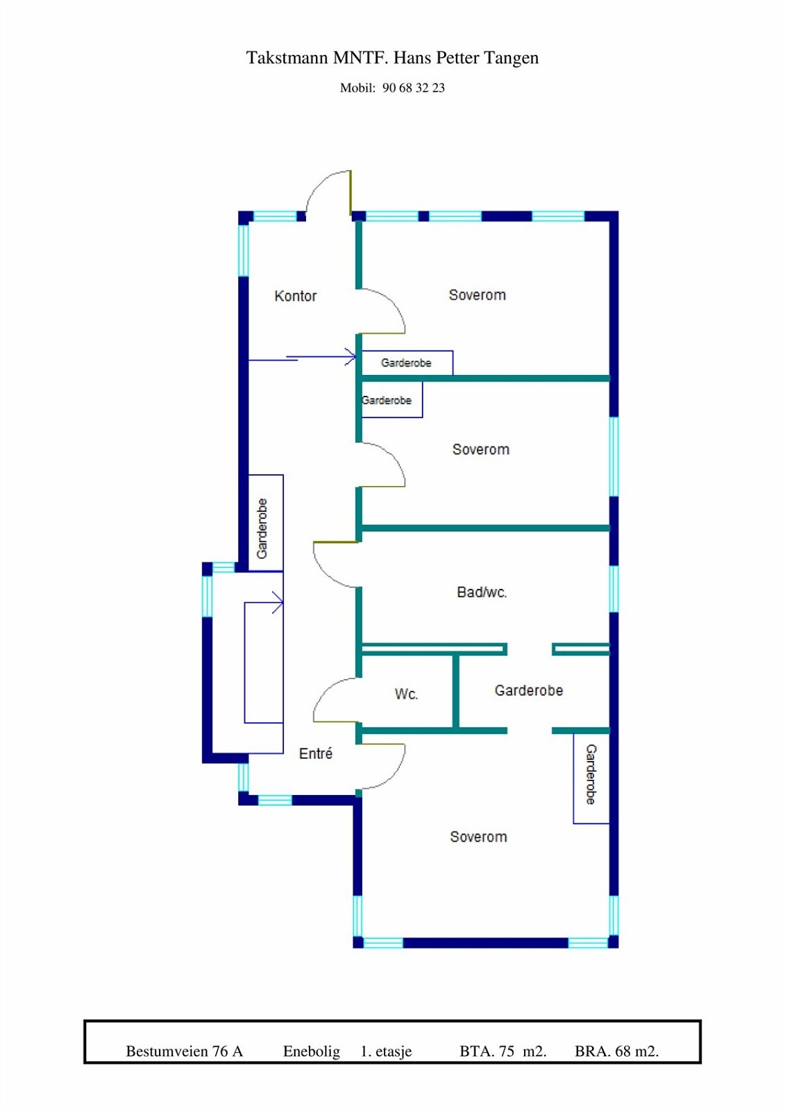 Plantegning Bestumveien 76 A. 1. etasje Galleribilde