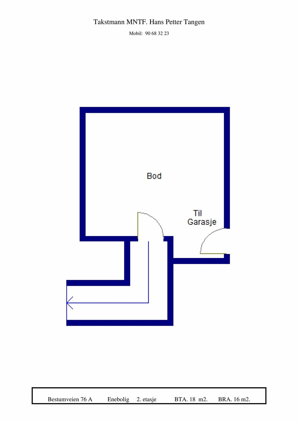 Plantegning Bestumveien 76 A. Kjeller Galleribilde
