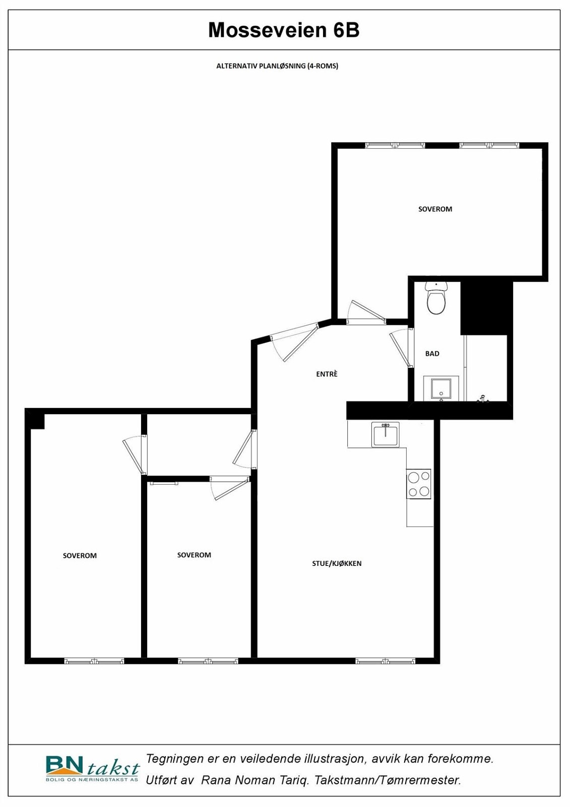 Mosseveien 6B alternativ planløsning 4-roms Galleribilde