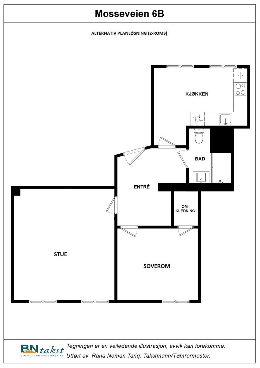Mosseveien 6B alternativ planløsning 2-roms Galleribilde