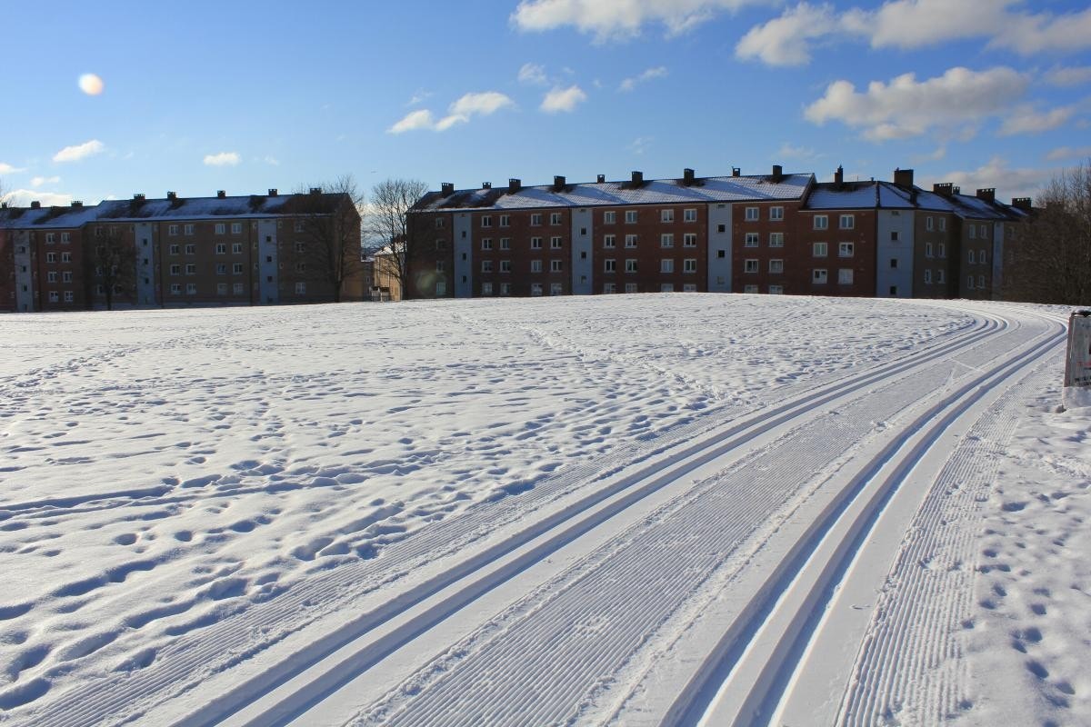 På vinteren tråkkes det opp skispor til stor glede for store og små. Galleribilde