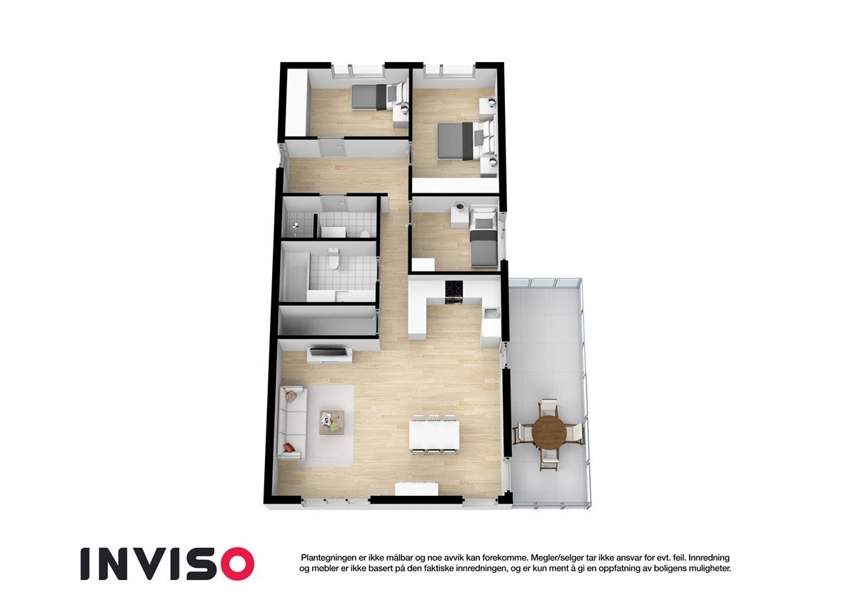 Alternativ planskisse med 3 soverom Galleribilde