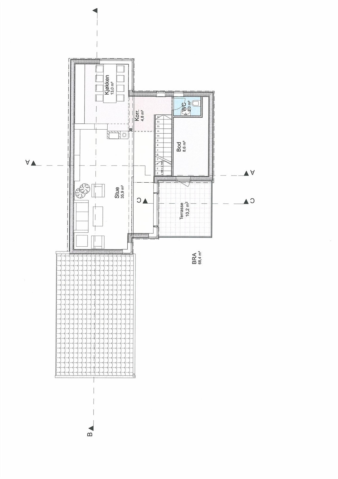 Plantegning 2 etasje med rom - areal Galleribilde