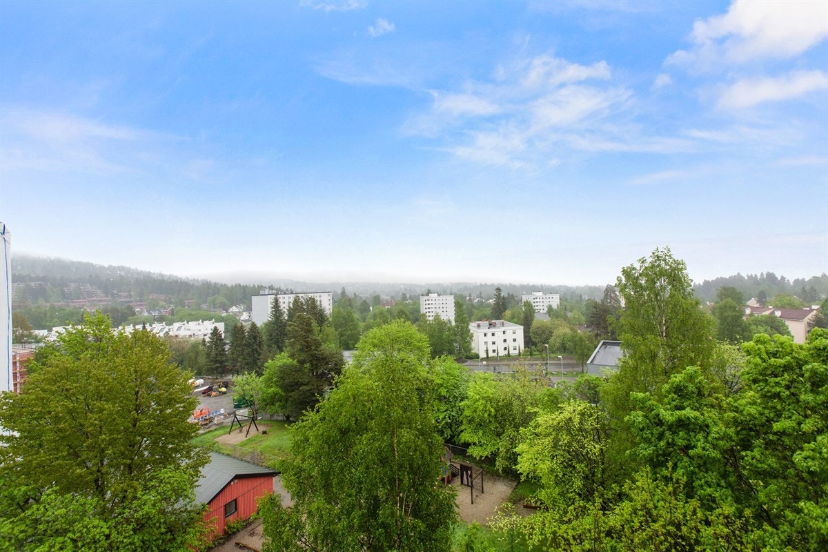 Nydelig panoramautsikt over nærområdet, nedre del av Holmenkollåsen og byen Galleribilde