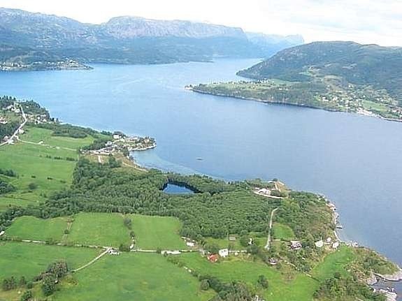 Flyfoto av Dalsfjorden og naturen rundt mot øst Galleribilde
