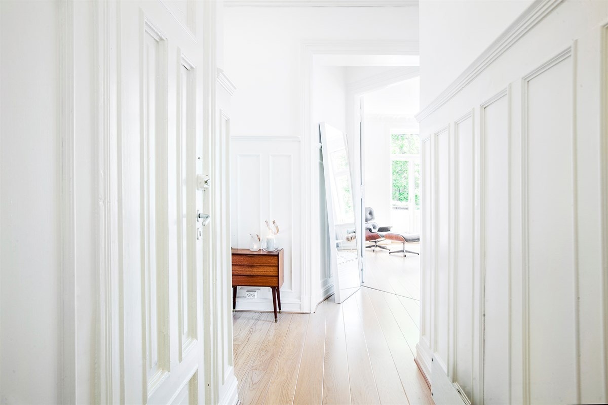 Det er gjennomgående og eksklusiv parkett i leiligheten Galleribilde