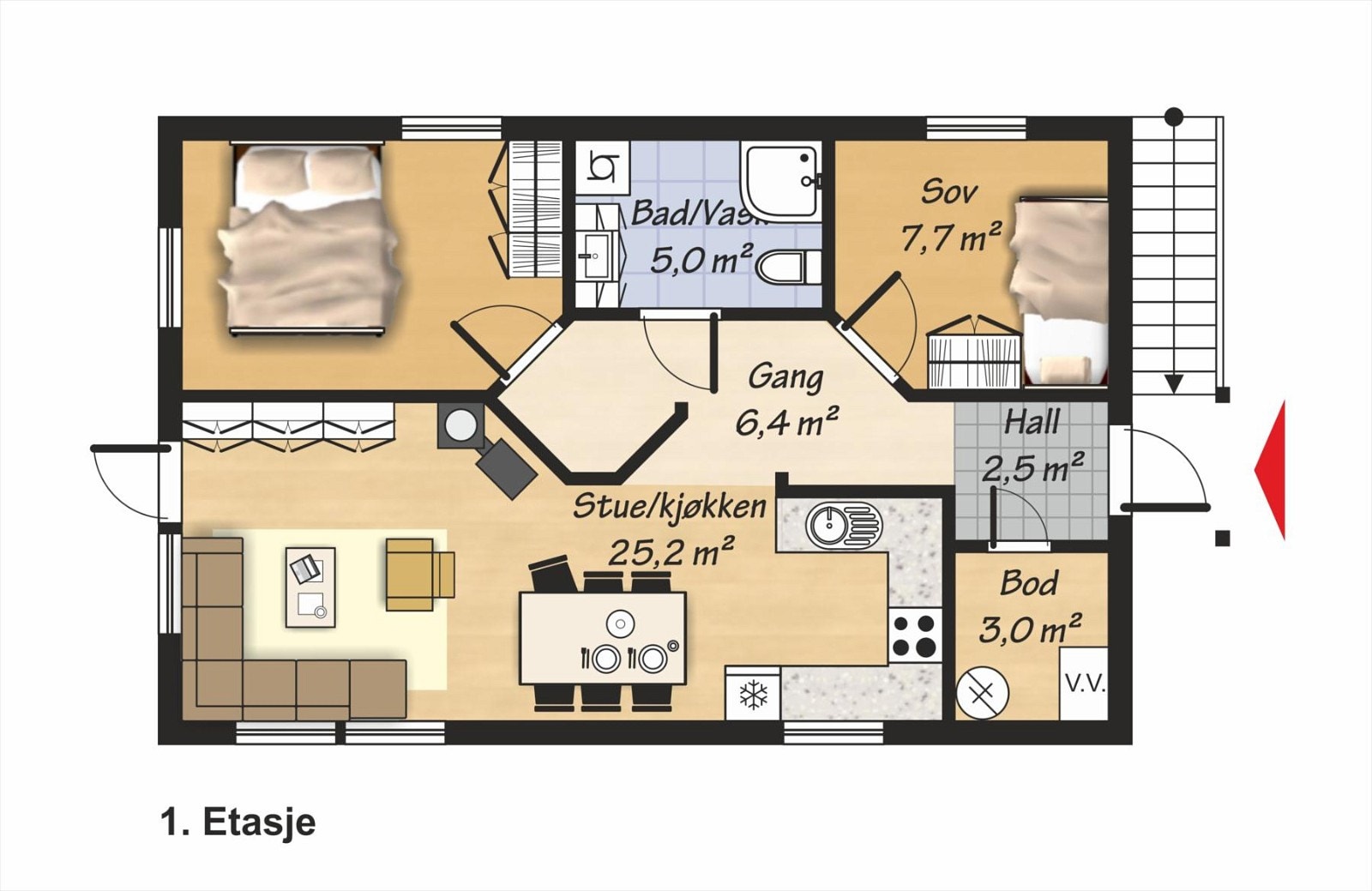 Plantegning for boenhet 1. etasje. Galleribilde