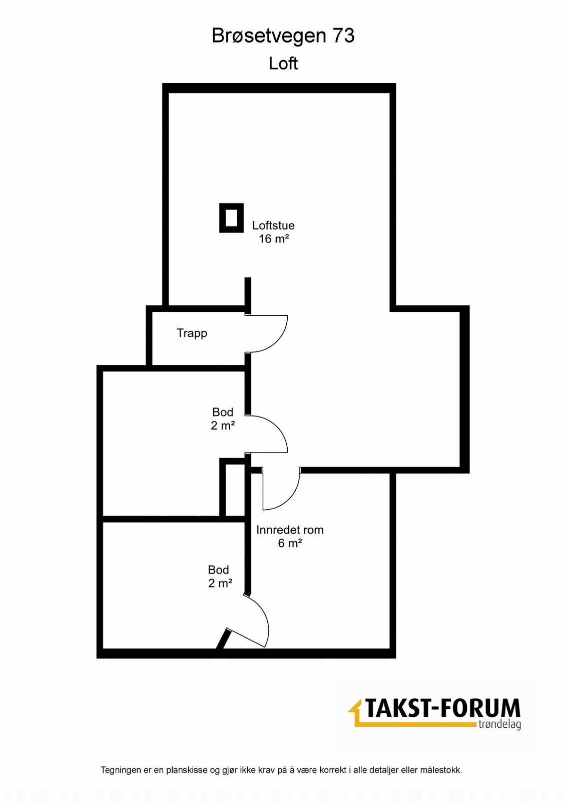 PROA Eiendomsmegling - Loft, takstmannens planskisse Galleribilde