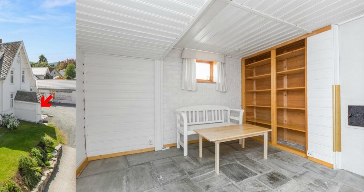 PROA Eiendomsmegling - Man kommer inn til den innredede leiligheten i kjeller via egen inngang. Arealet har i all hovedsak blitt brukt av eiers familie de siste årene. (Se forøvrig kommentar i annonsetekstens pkt. areal). Galleribilde