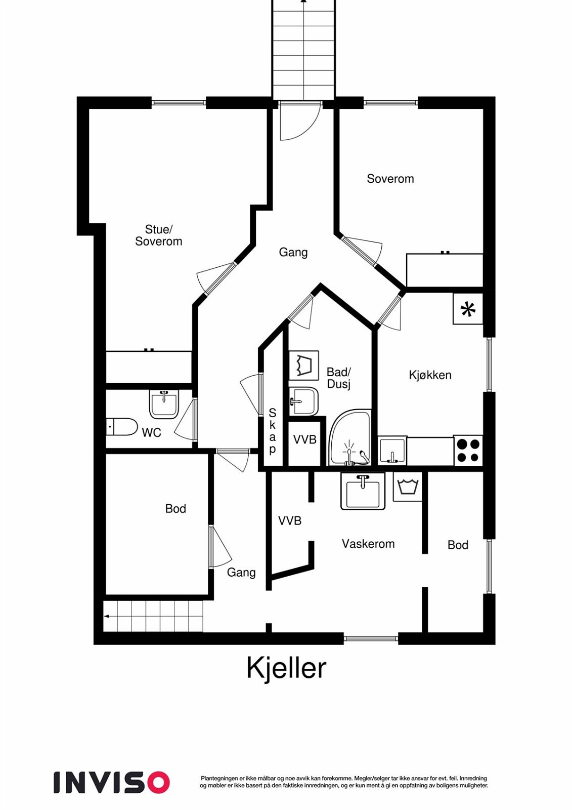 PROA Eiendomsmegling - 2D planskisse av kjelleretasje. Galleribilde