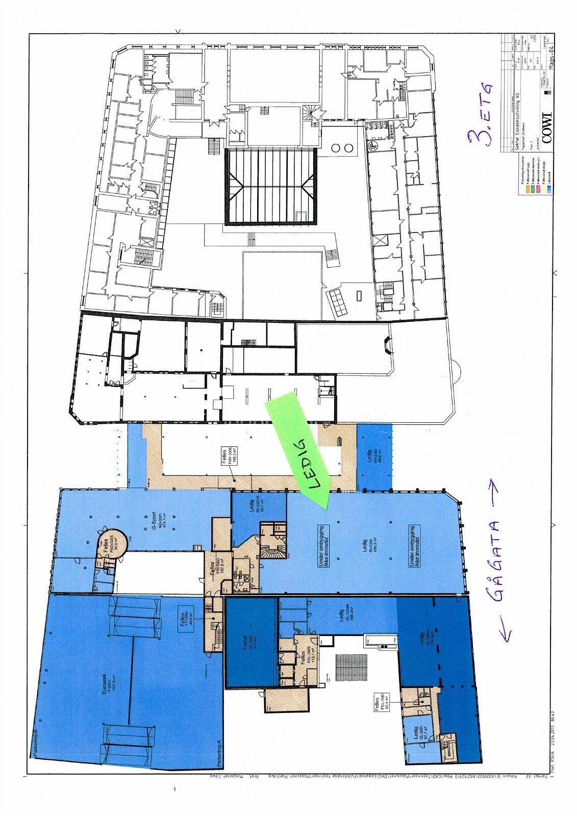 Ledige arealer i 3. etasje, kontor / forretning. Galleribilde