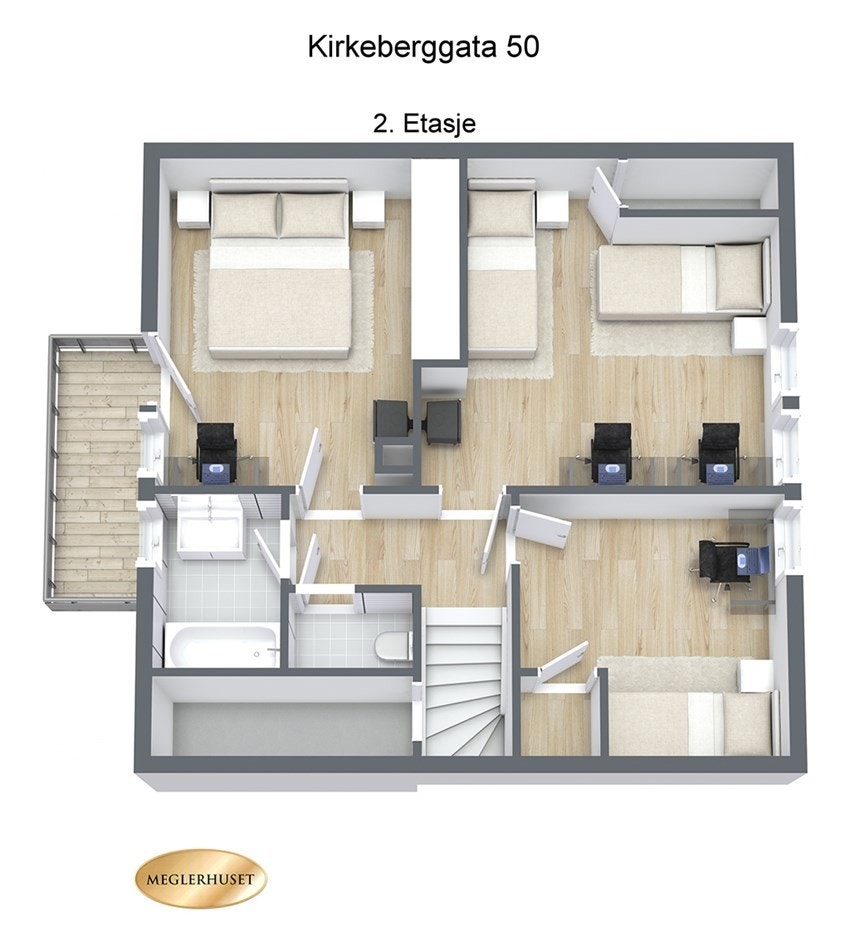 Plantegning 3D - 2.etasje. Galleribilde