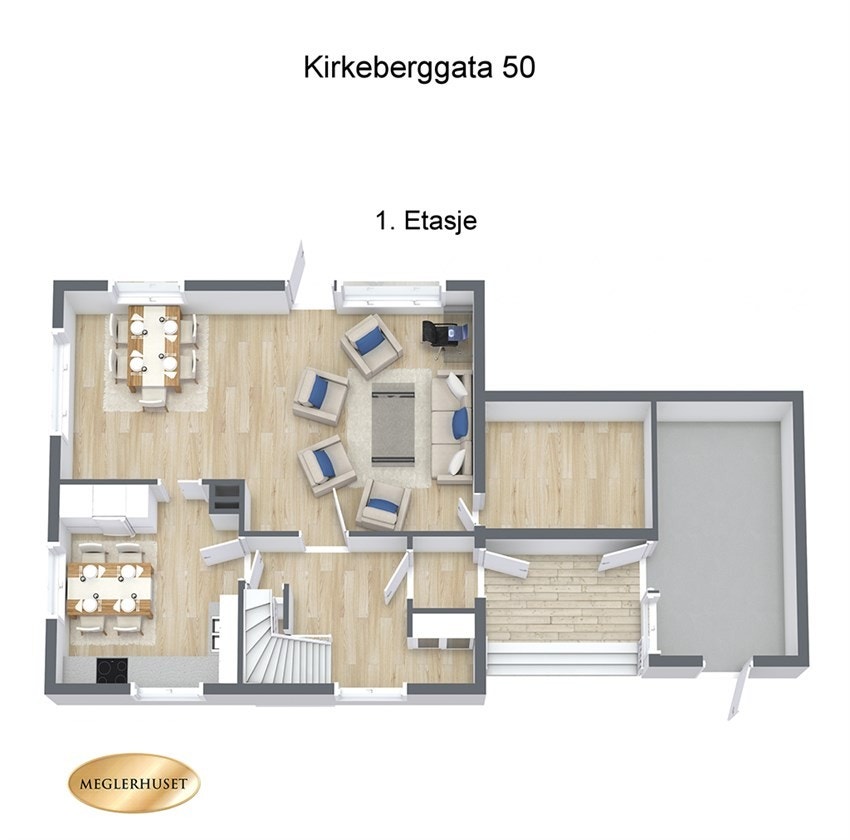 Plantegning 3D - 1.etasje. Galleribilde