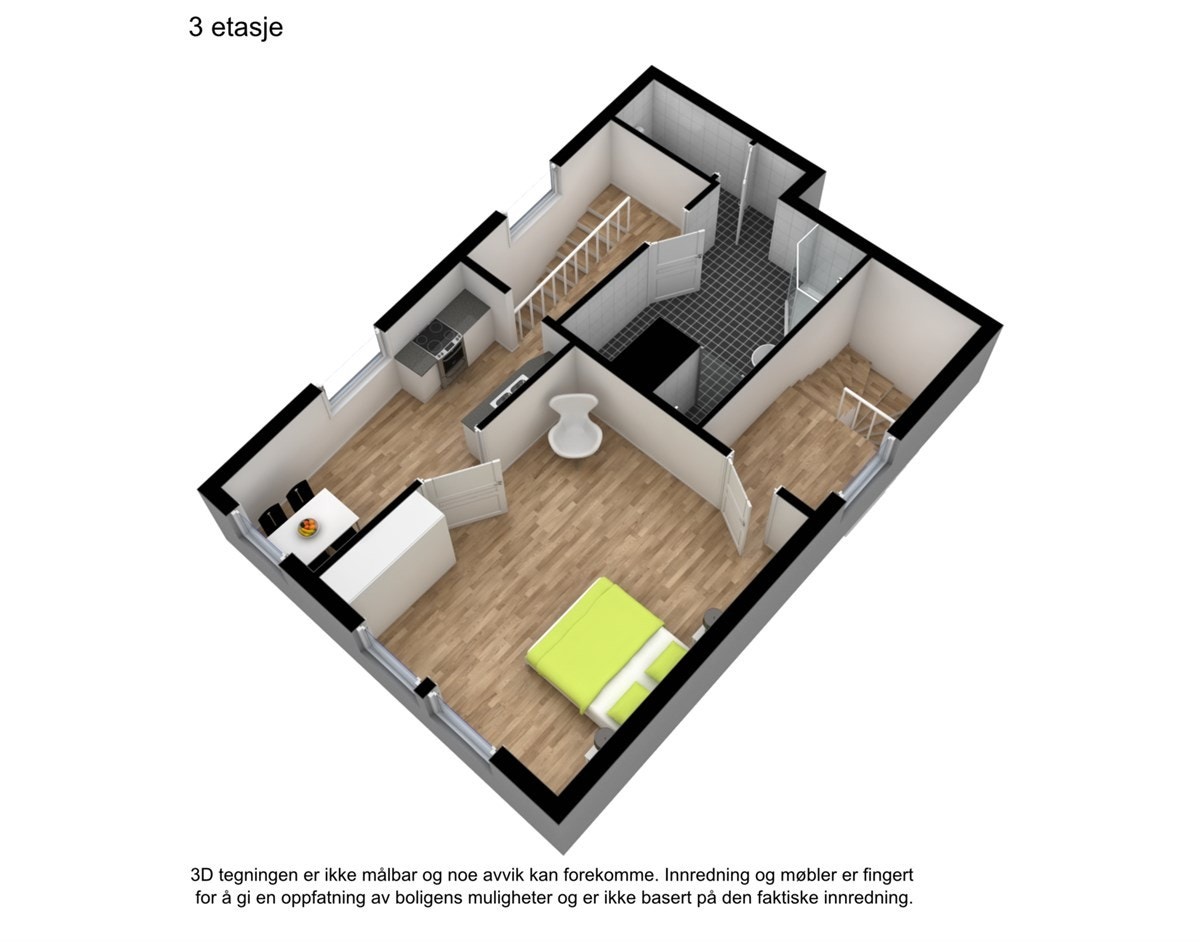 3D Plantegning 3. etasje Galleribilde