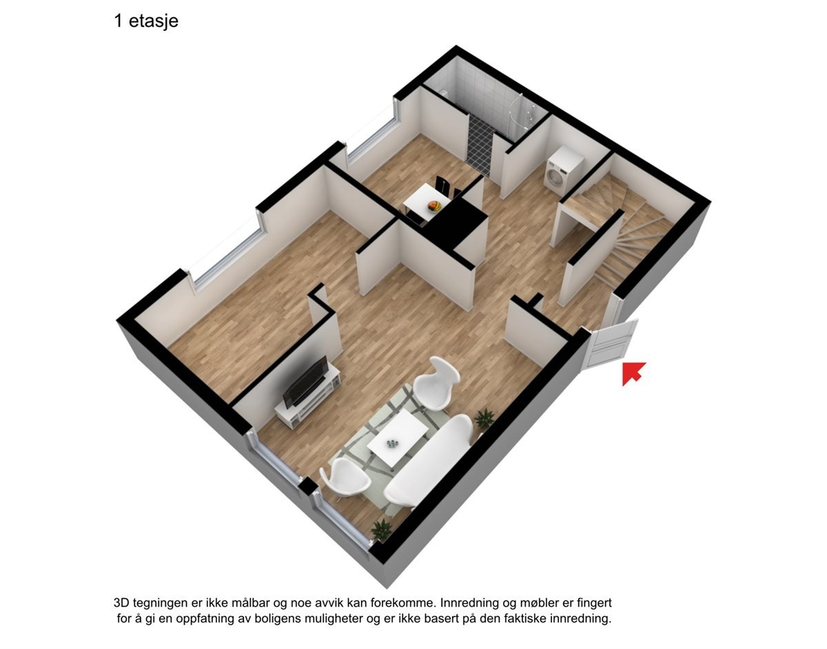 3D Plantegning 1. etasje Galleribilde