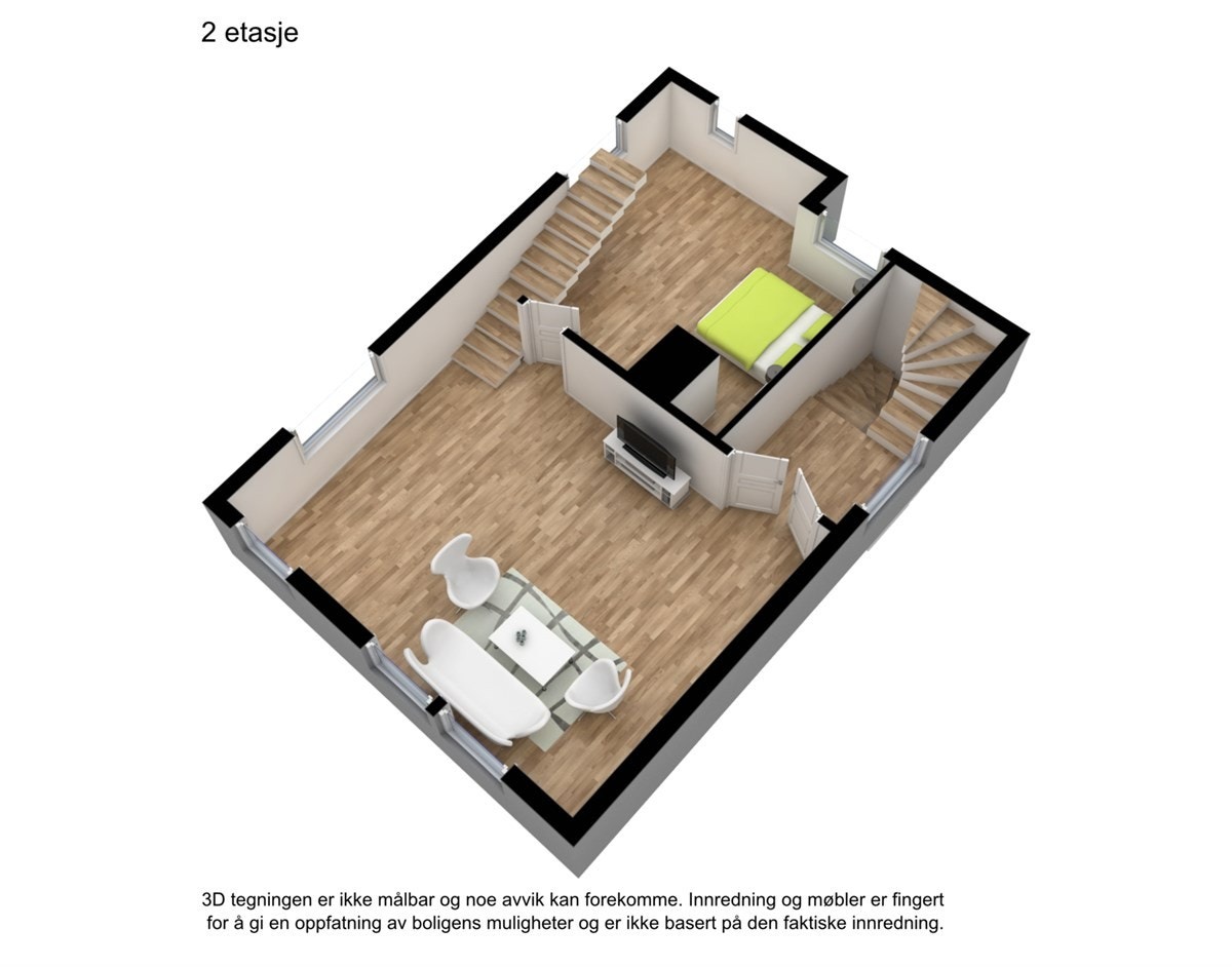 3D Plantegning 2. etasje Galleribilde