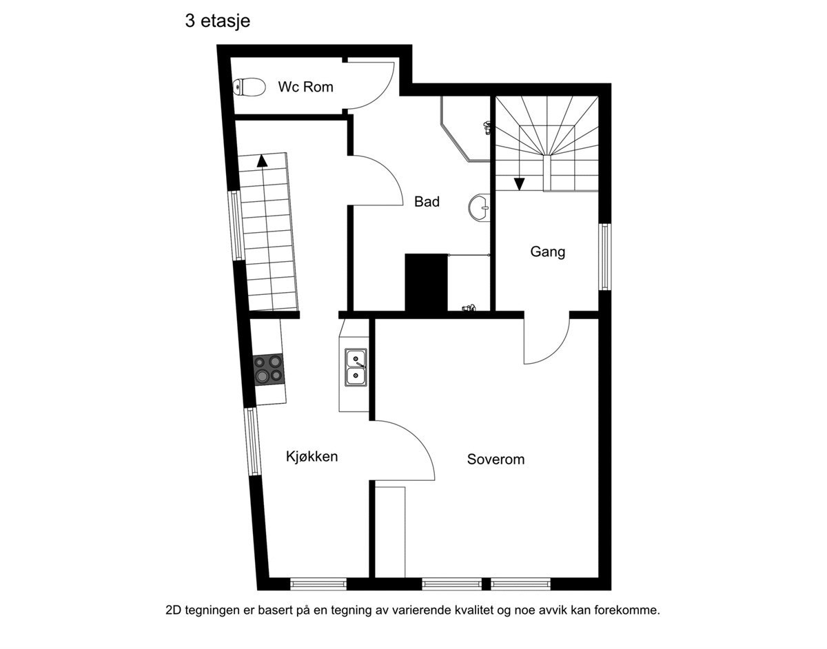 2D Plantegning 3. etasje Galleribilde