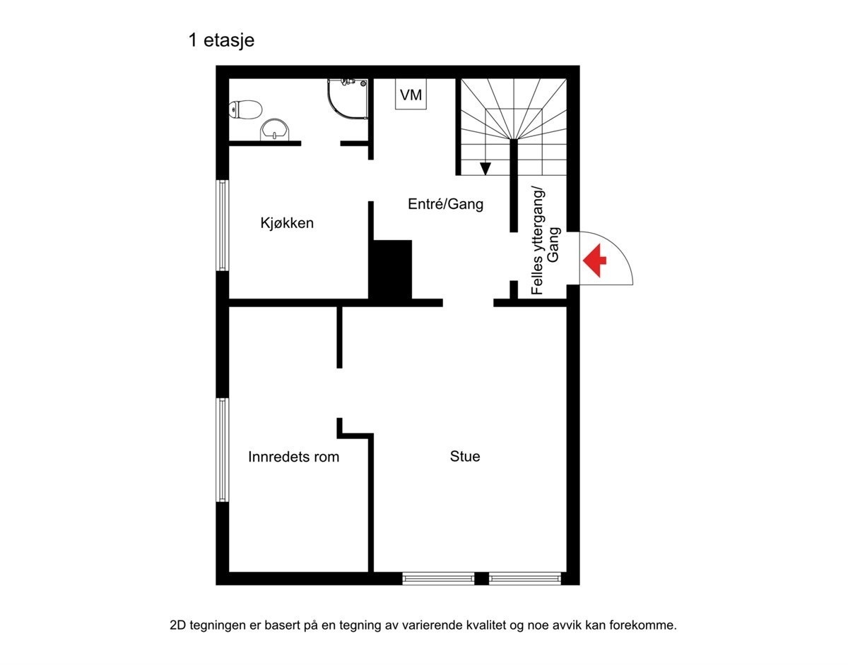 2D Plantegning 1. etasje Galleribilde
