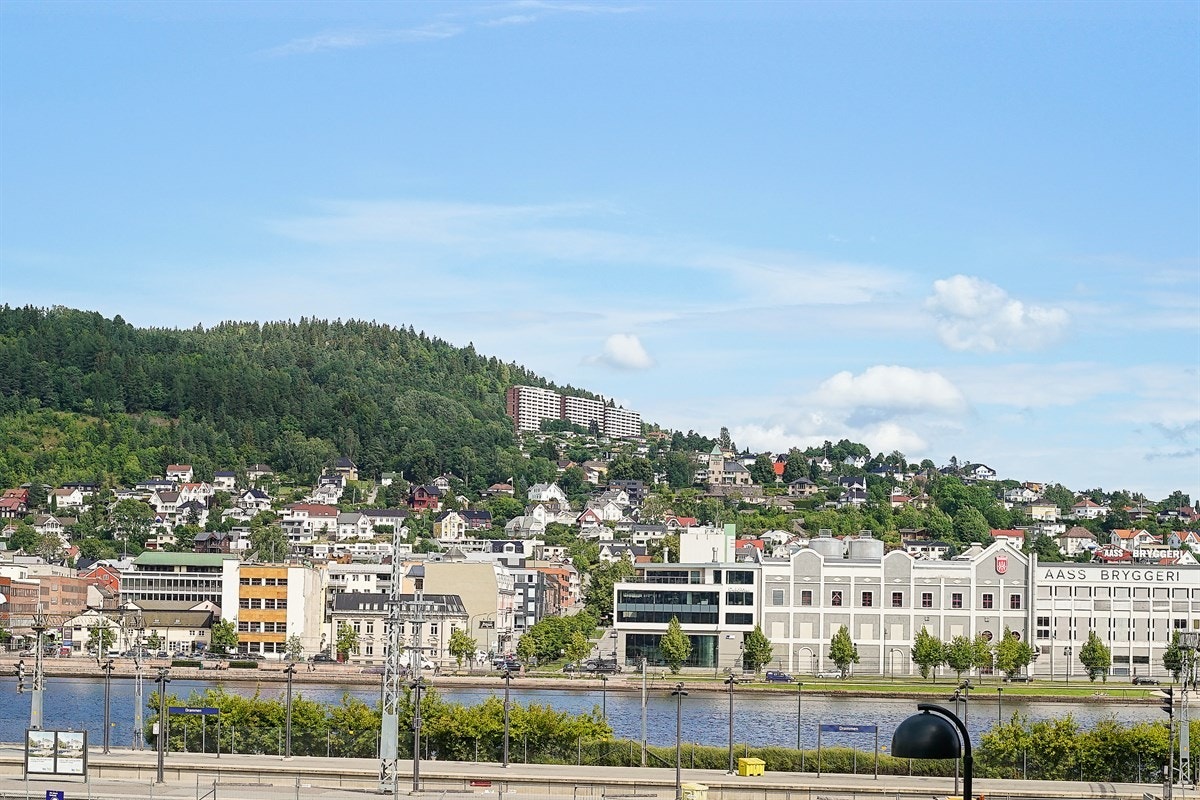 Balkongen har gode solforhold, samt god utsikt mot elven og elveparken. Galleribilde