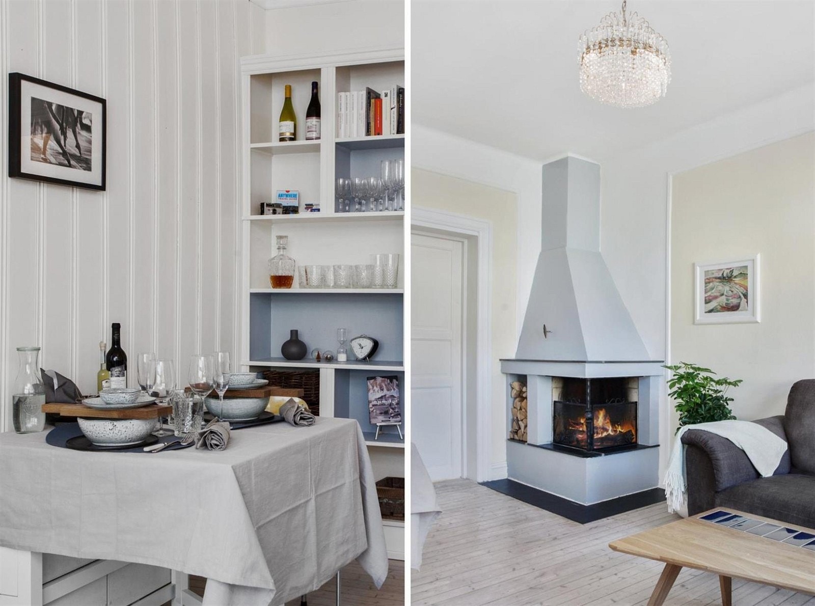 Nyt en romantisk middag med peisens dansende flammer i bakgunnen... Galleribilde