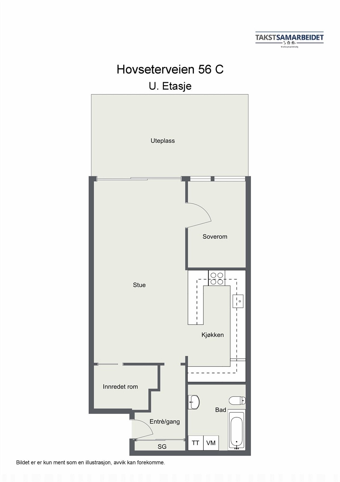 Floorplan letterhead - Hovseterveien 56 C - U. Etasje - 2D Floor Plan Galleribilde