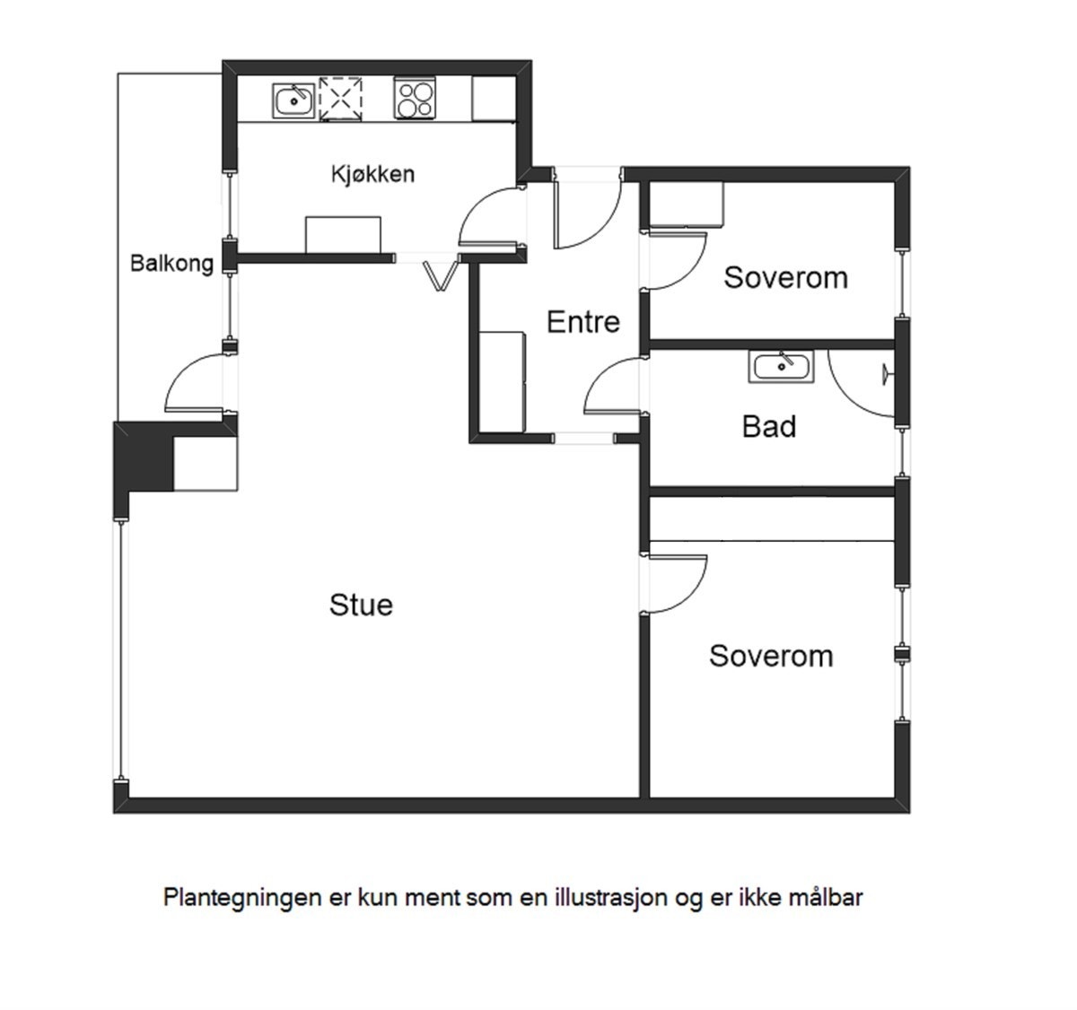 Planskisse for leiligheten - Velkommen til visning Galleribilde