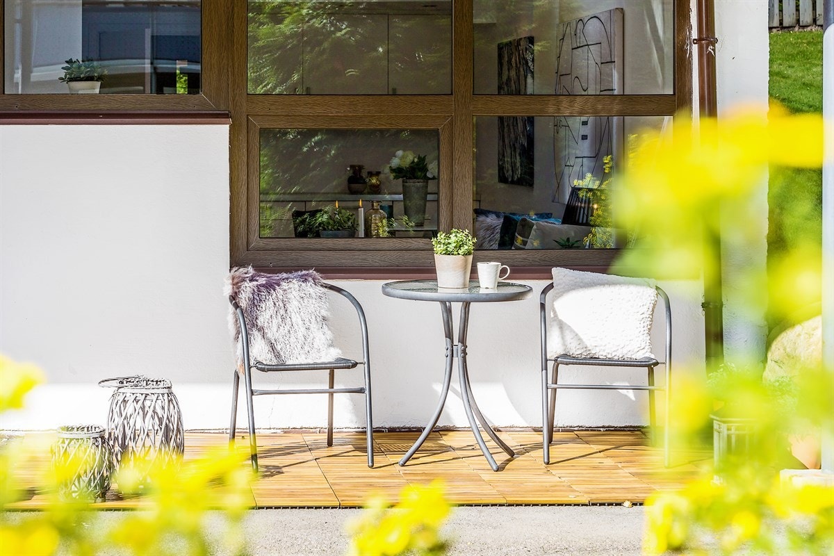 Uteplass som selger har benyttet seg av. Galleribilde