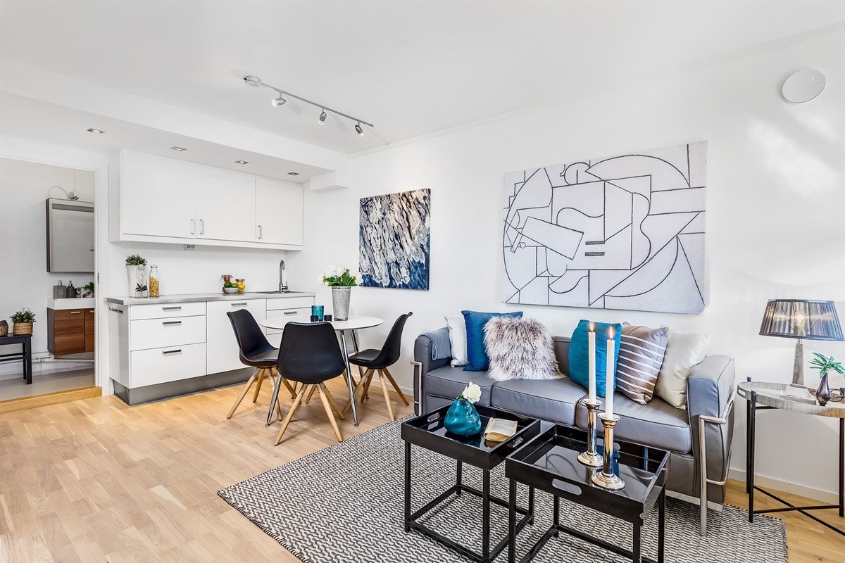 Åpen stue og kjøkkenløsning. Galleribilde